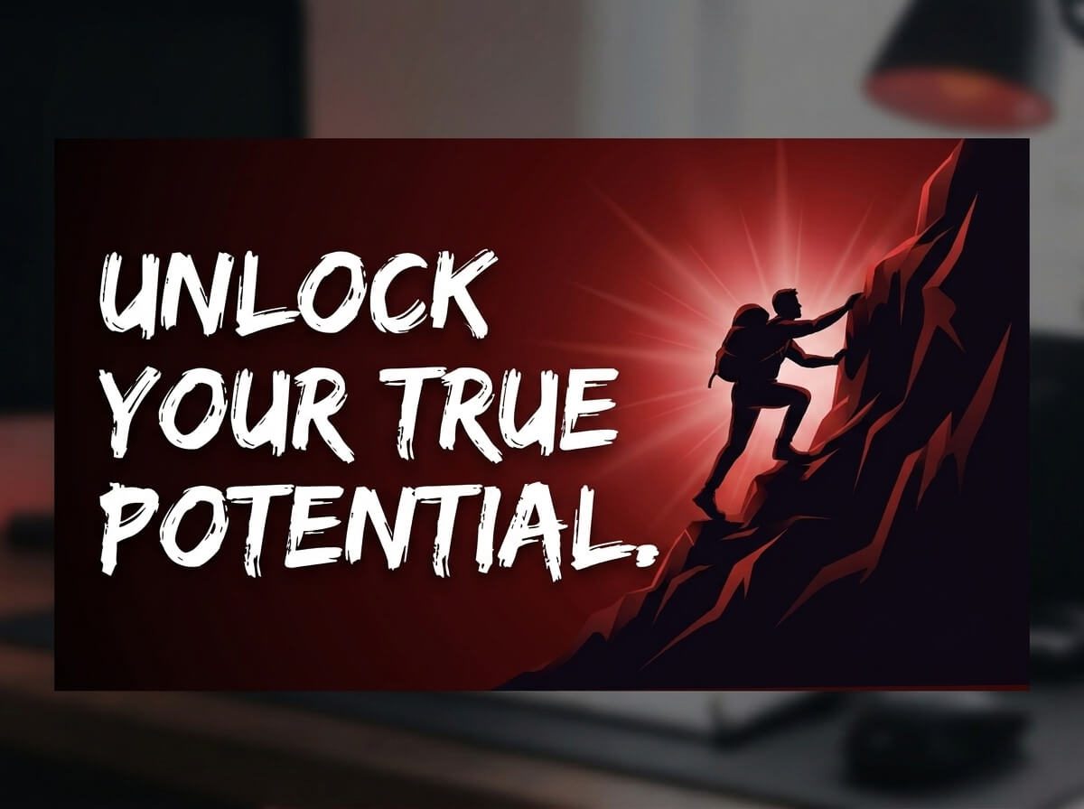 youtube thumbnail design example - Motivation - Unlock Your True Potential -  FFABD